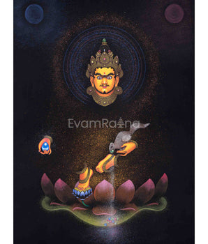 Jambhala Buddha Pauba Painting Print | Traditional Spiritual Canvas Art For Wall Hanging