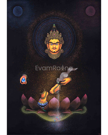 Jambhala Buddha Pauba Painting Print | Traditional Spiritual Canvas Art For Wall Hanging