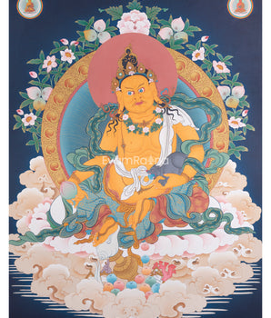 Dzambhala Thangka Print | The Wealth Deity Digital Print | Tibetan Buddhist Art