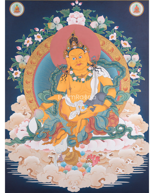 Dzambhala Thangka Print | The Wealth Deity Digital Print | Tibetan Buddhist Art