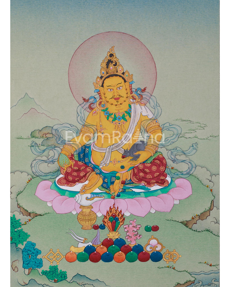 Hand-Painted Lord Kuber Thangka