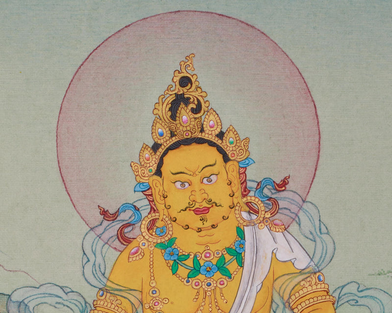 Hand-Painted Lord Kuber Thangka | Guardian of Wealth and Prosperity