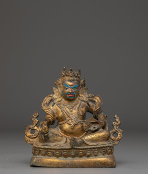 Dzambhala Oxidized Buddhist Sculpture | Statue for Meditation, Prosperity, and Decor