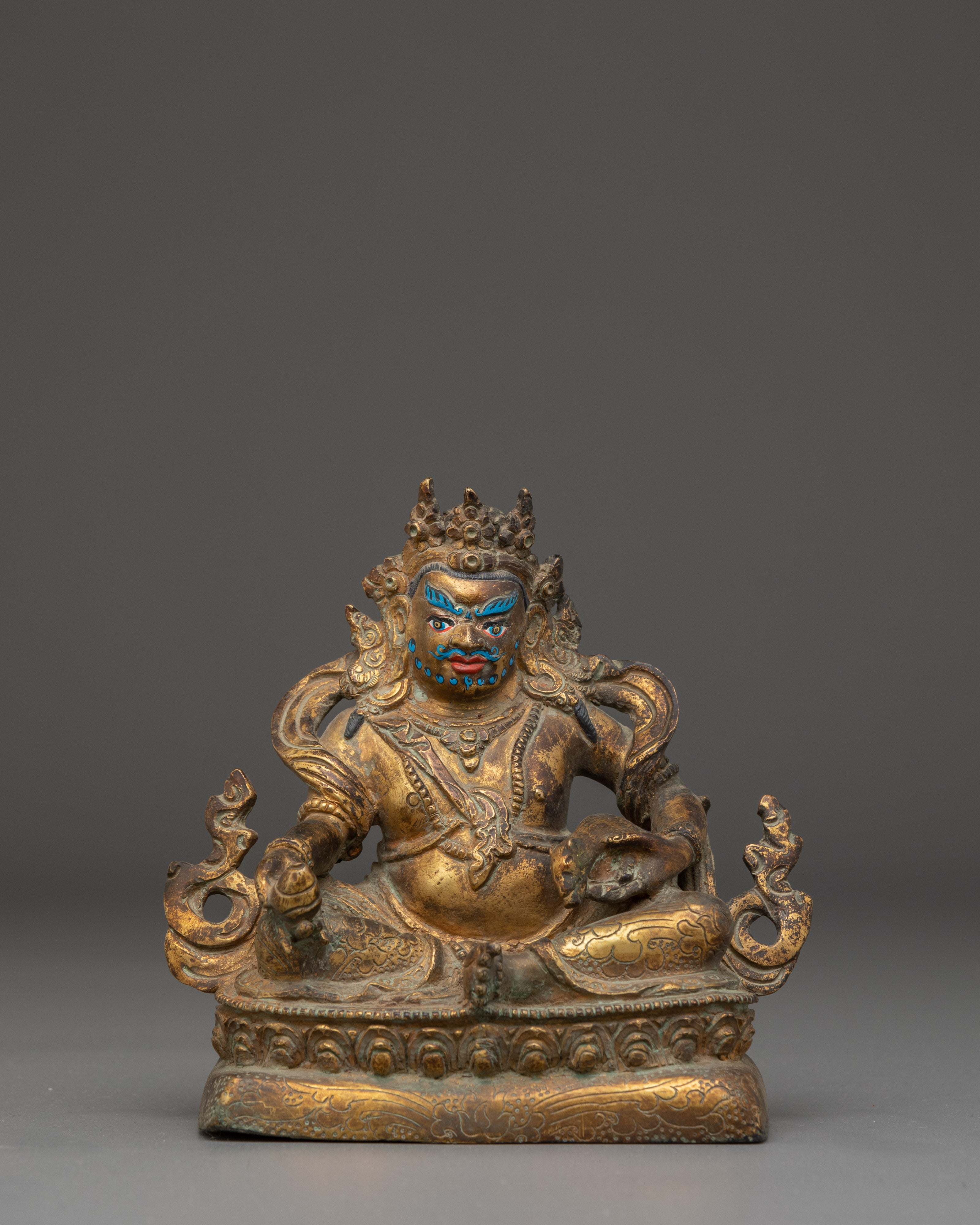 Dzambhala Oxidized Buddhist Sculpture | Statue for Meditation, Prosperity, and Decor