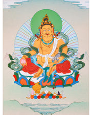 Traditional Yellow Dzambhala Thangka Artwork