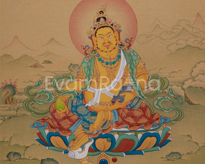 Tibetan Dzambhala with Ratnasambhava Thangka |  Prosperity Artwork