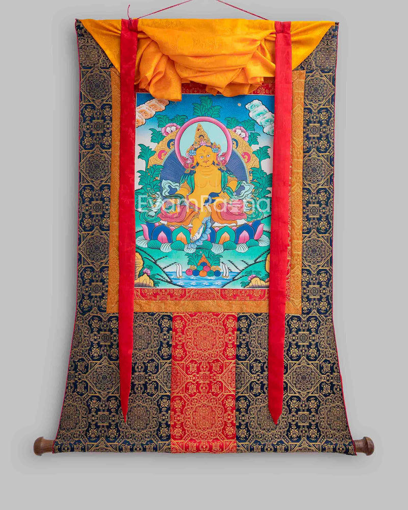 Original Brocaded Dzambala Thangka: