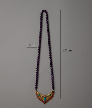 Amethyst Bead Necklace Long | Embrace Spiritual Sophistication and Ethereal Beauty