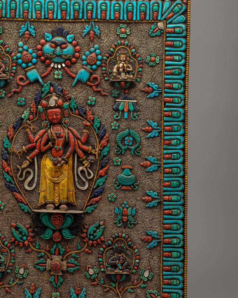 Chenrezig Copper Wall Hanging | Divine Embodiment of Compassion and Spiritual Beauty