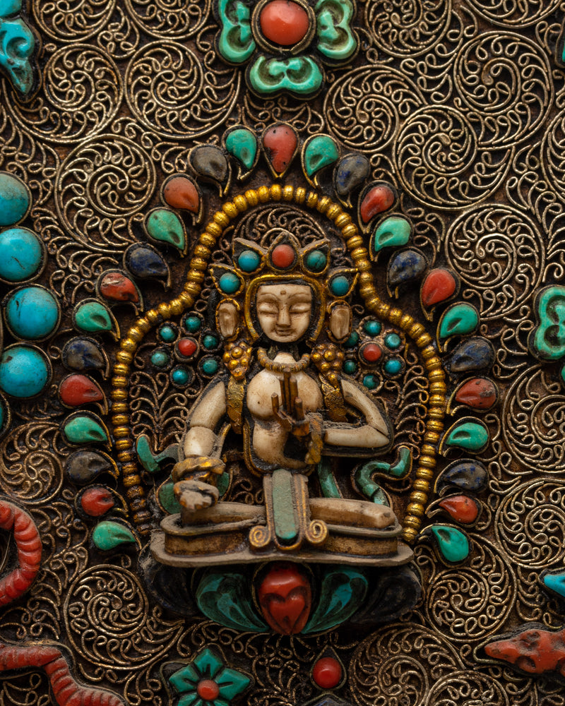 Chenrezig Copper Wall Hanging | Divine Embodiment of Compassion and Spiritual Beauty