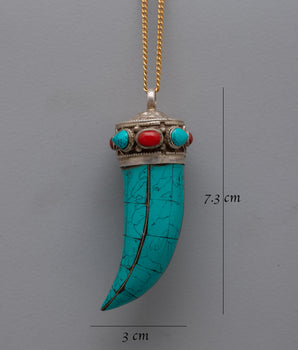 Tibetan Horn Pendant | Hand-carved Ethnic Boho Jewelry