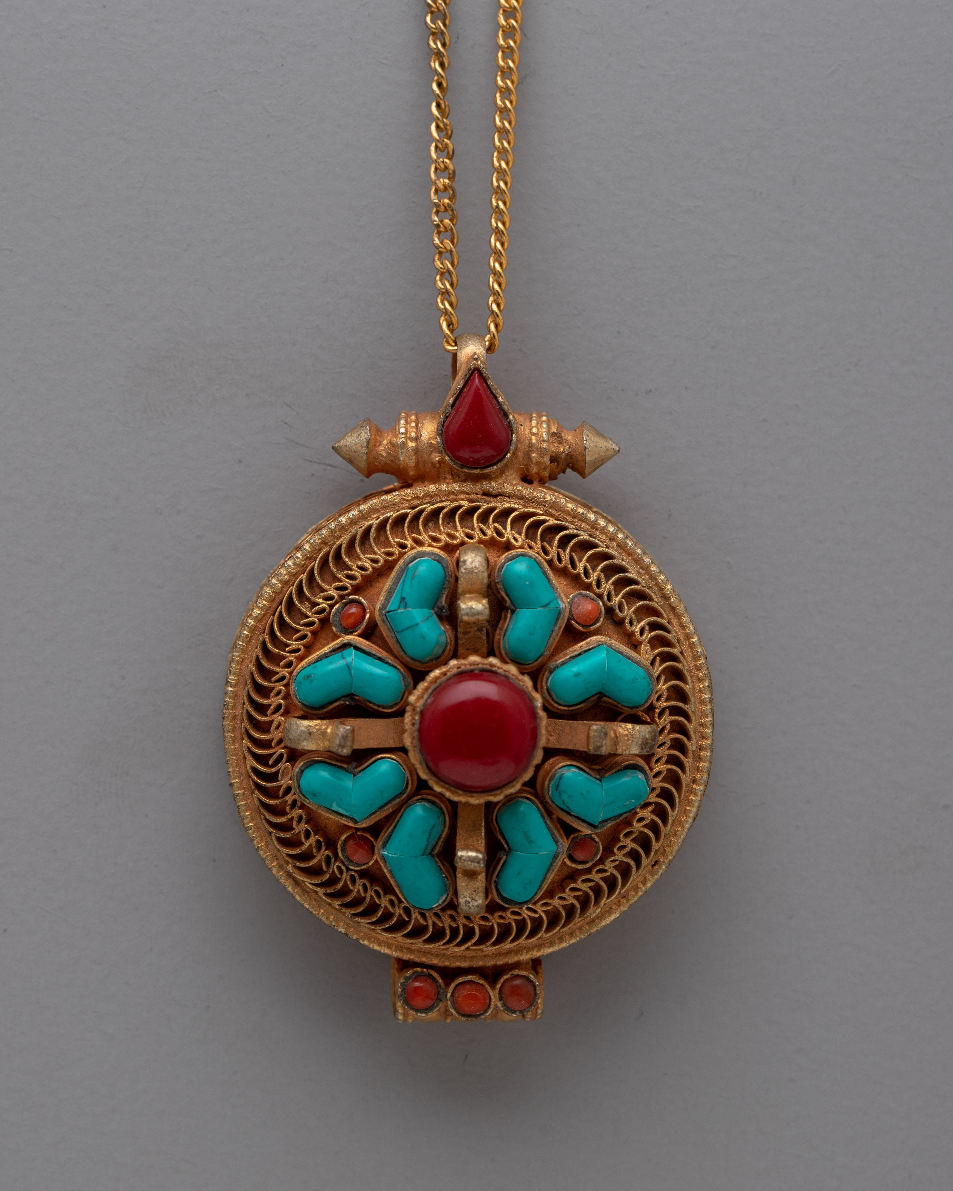 Double Vajra Ghau Box Prayer Locket | Handcrafted Tibetan Buddhist Amulet