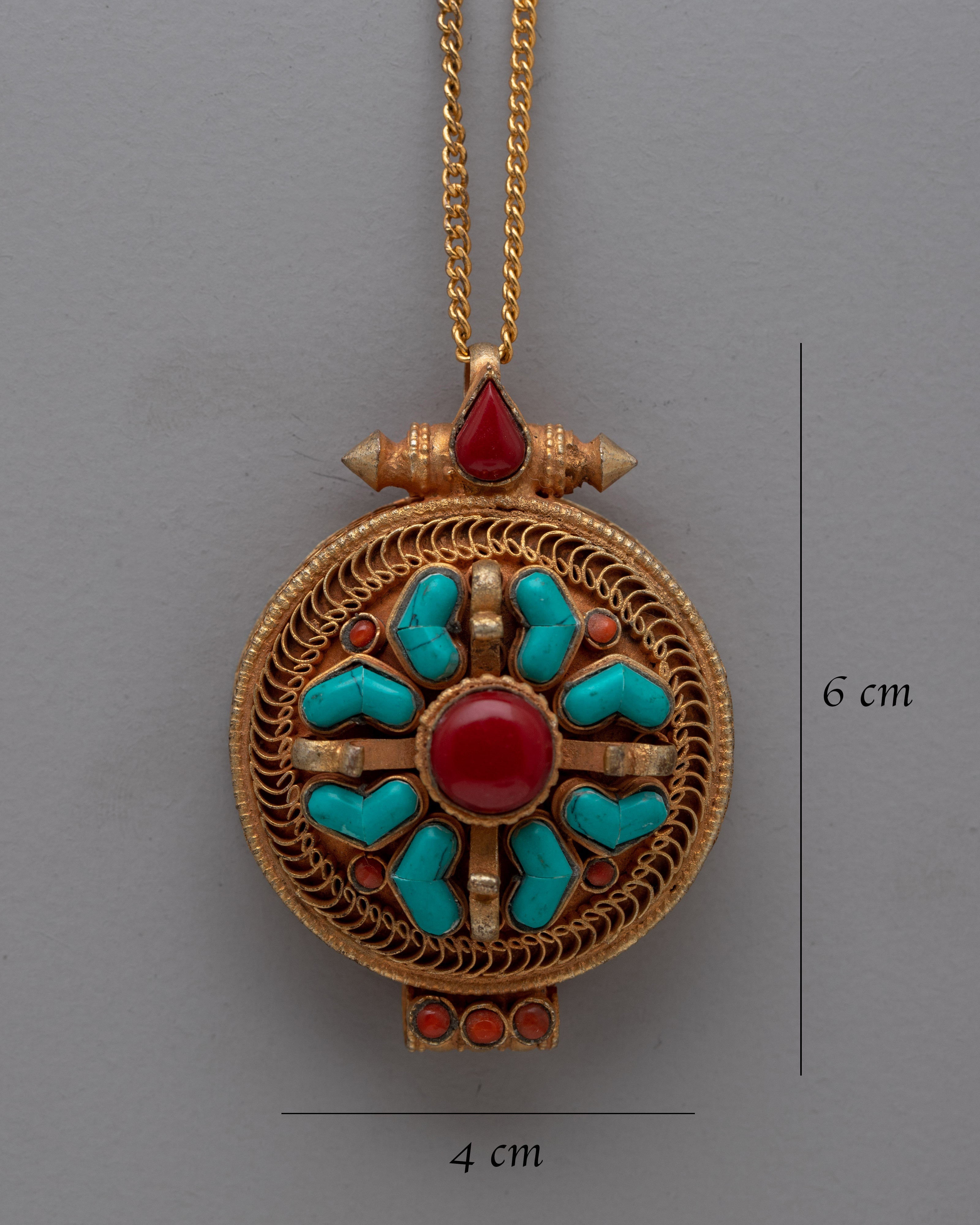 Double Vajra Ghau Box Prayer Locket | Handcrafted Tibetan Buddhist Amulet