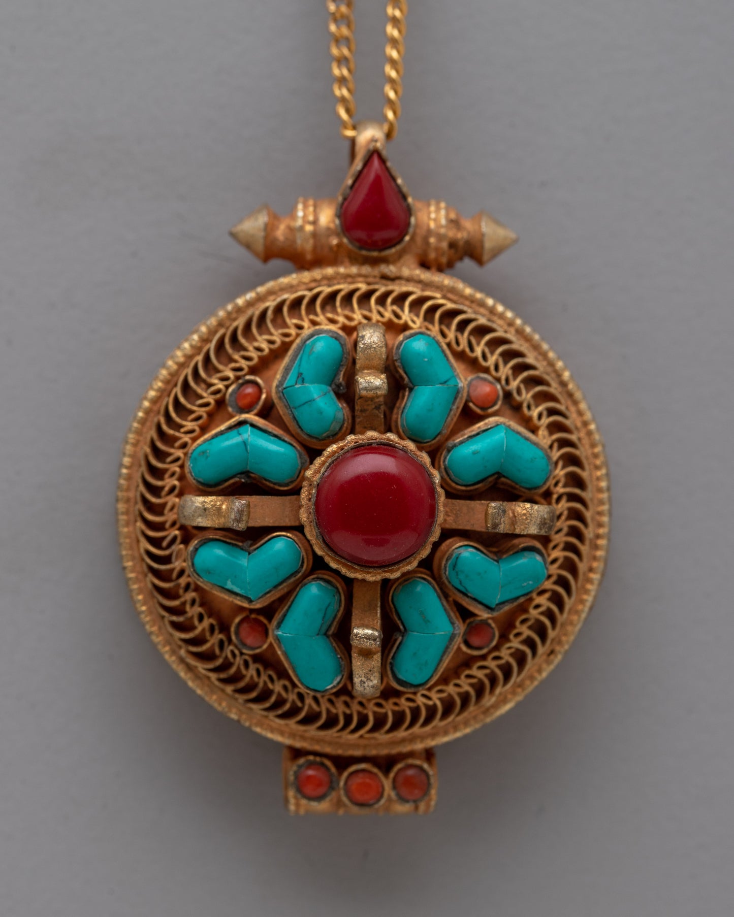 Double Vajra Ghau Box Prayer Locket | andcrafted Tibetan Buddhist Amulet