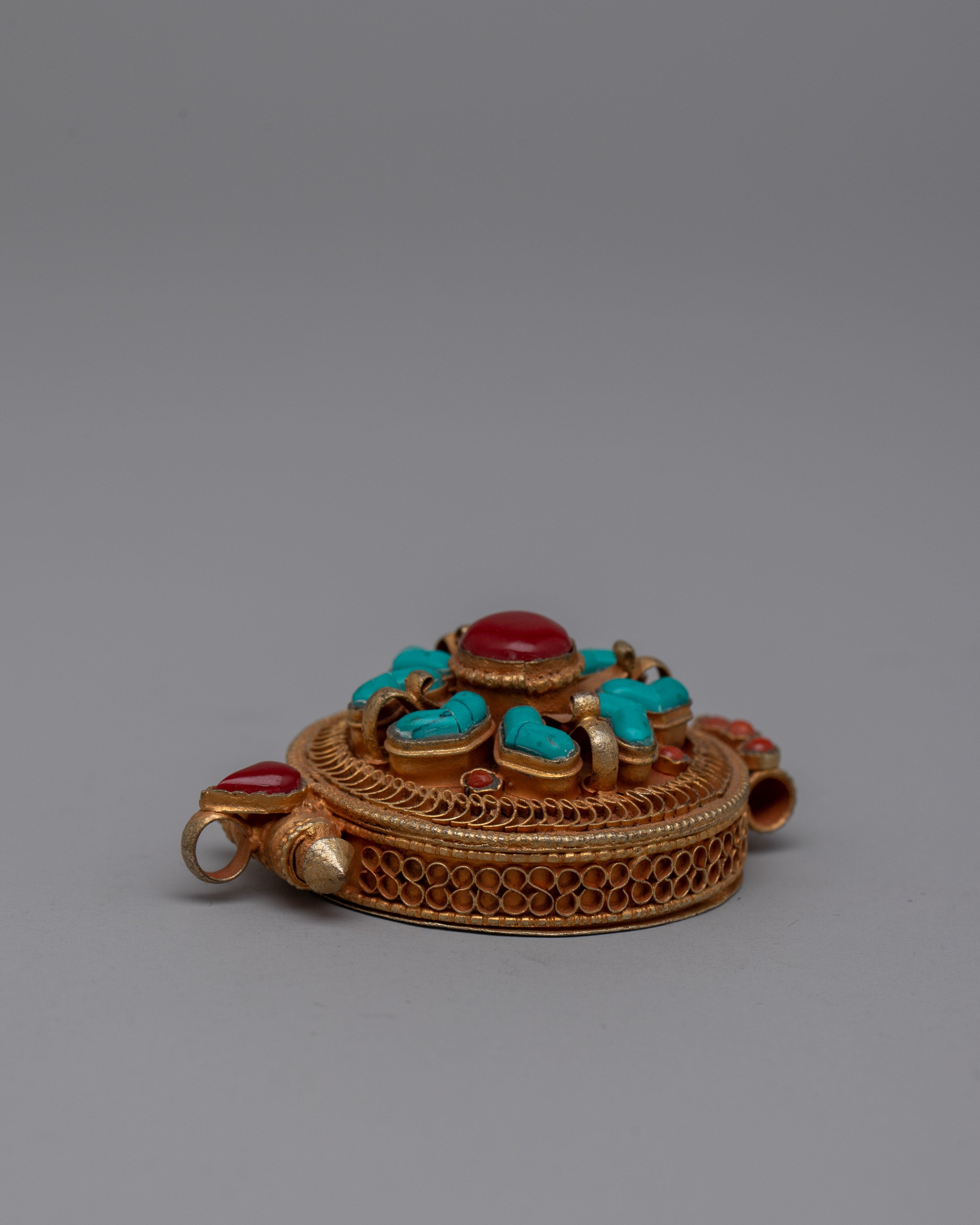 Double Vajra Ghau Box Prayer Locket | Handcrafted Tibetan Buddhist Amulet