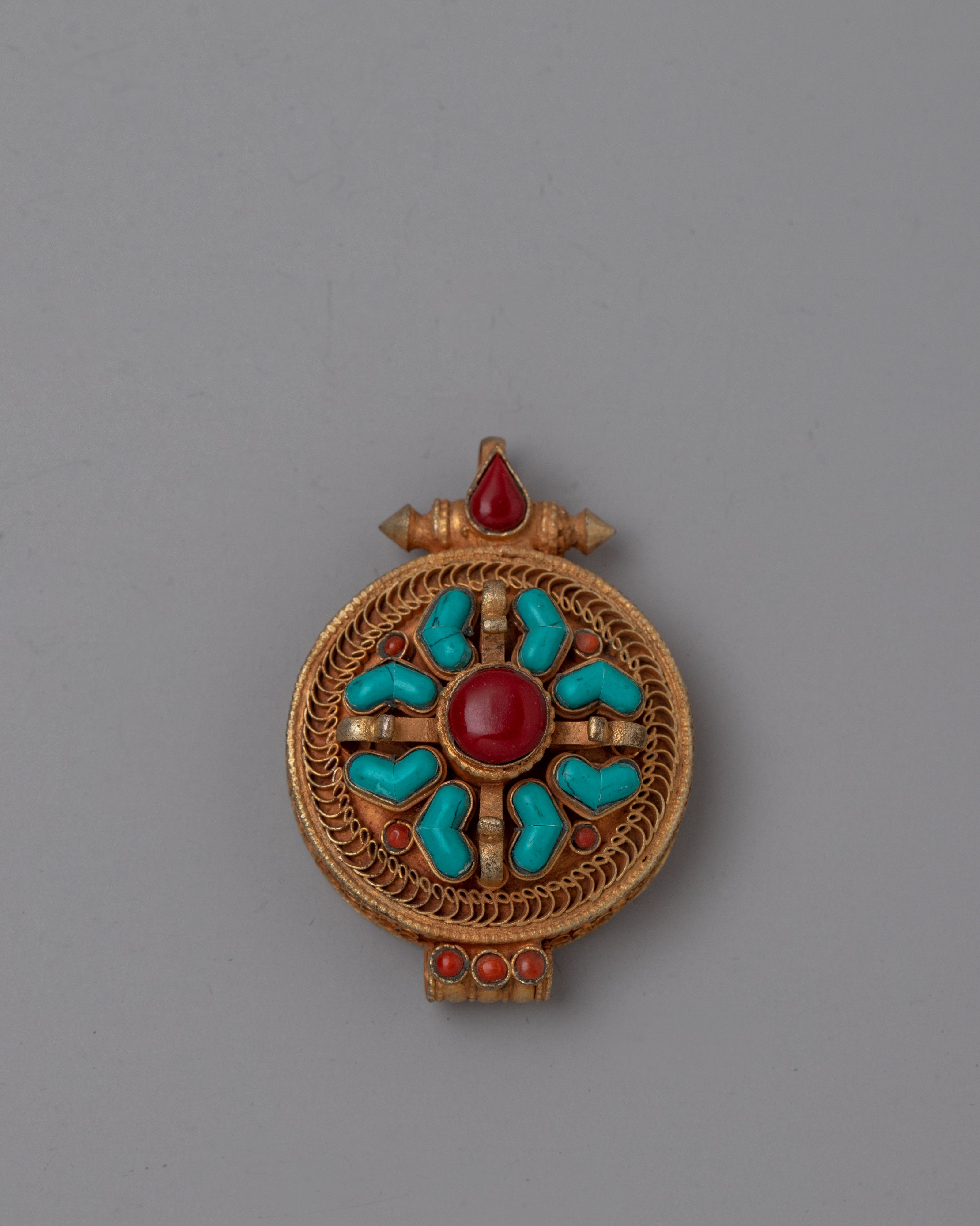 Double Vajra Ghau Box Prayer Locket | Handcrafted Tibetan Buddhist Amulet