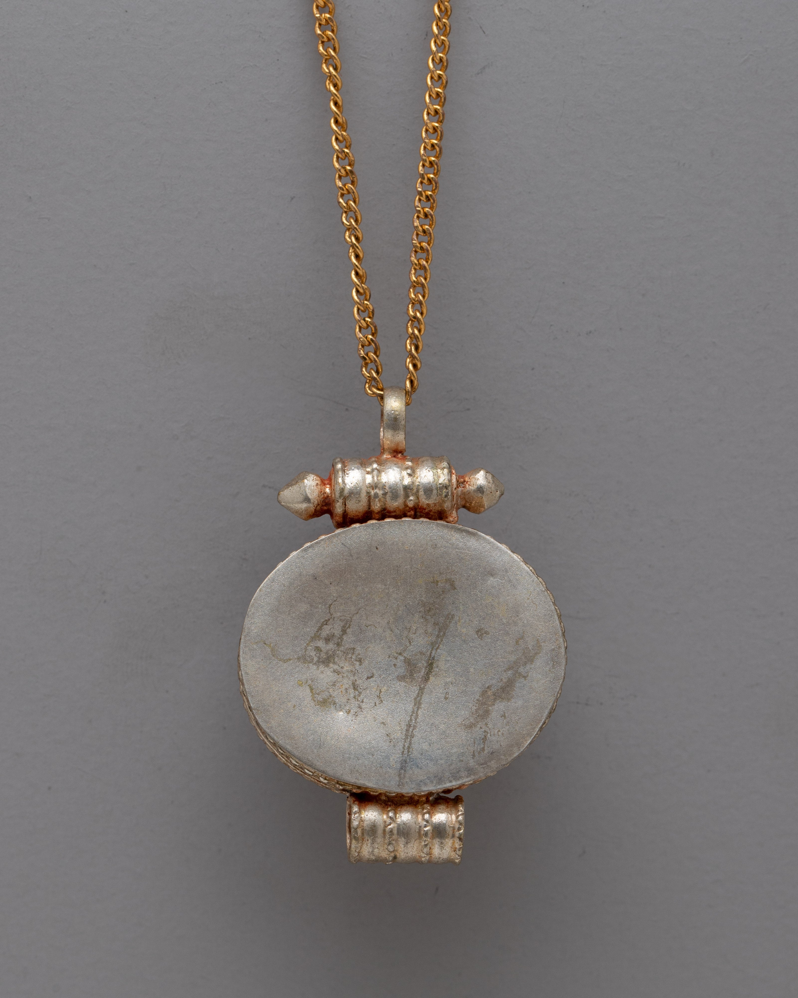 Copper Ghau Box Prayer Locket | Hand-carved Tibetan Buddhist Relic Holder
