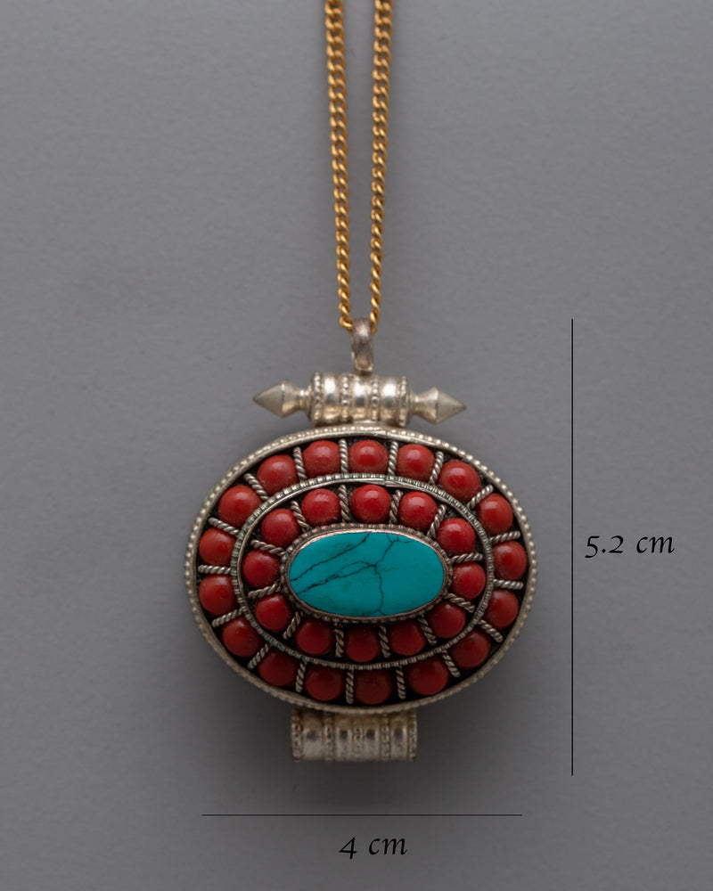 Tibetan Jewelry Ghau Box Locket | Handcrafted Spiritual Silver Plated