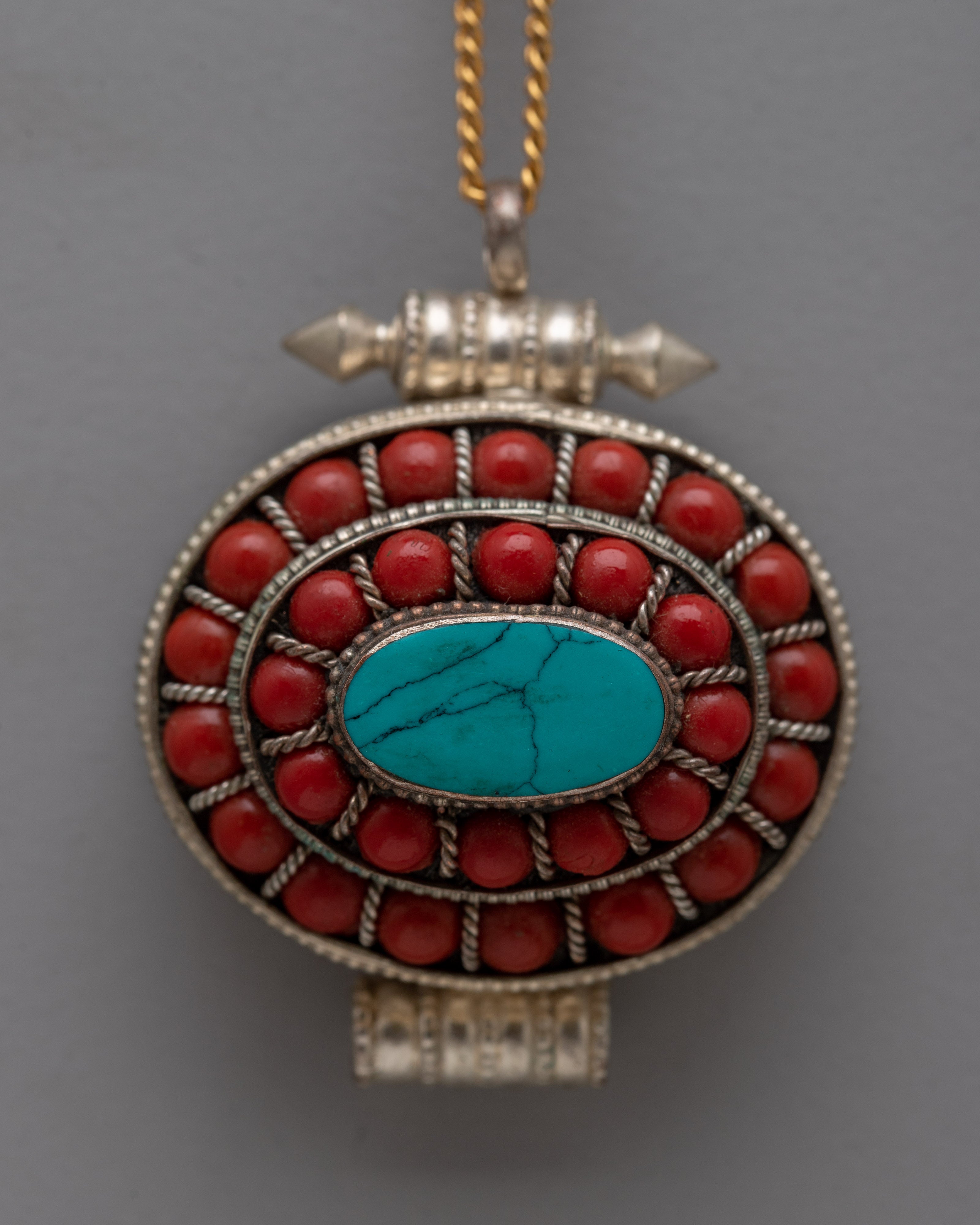 Tibetan Jewelry Ghau Box Locket | Handcrafted Spiritual Silver Plated