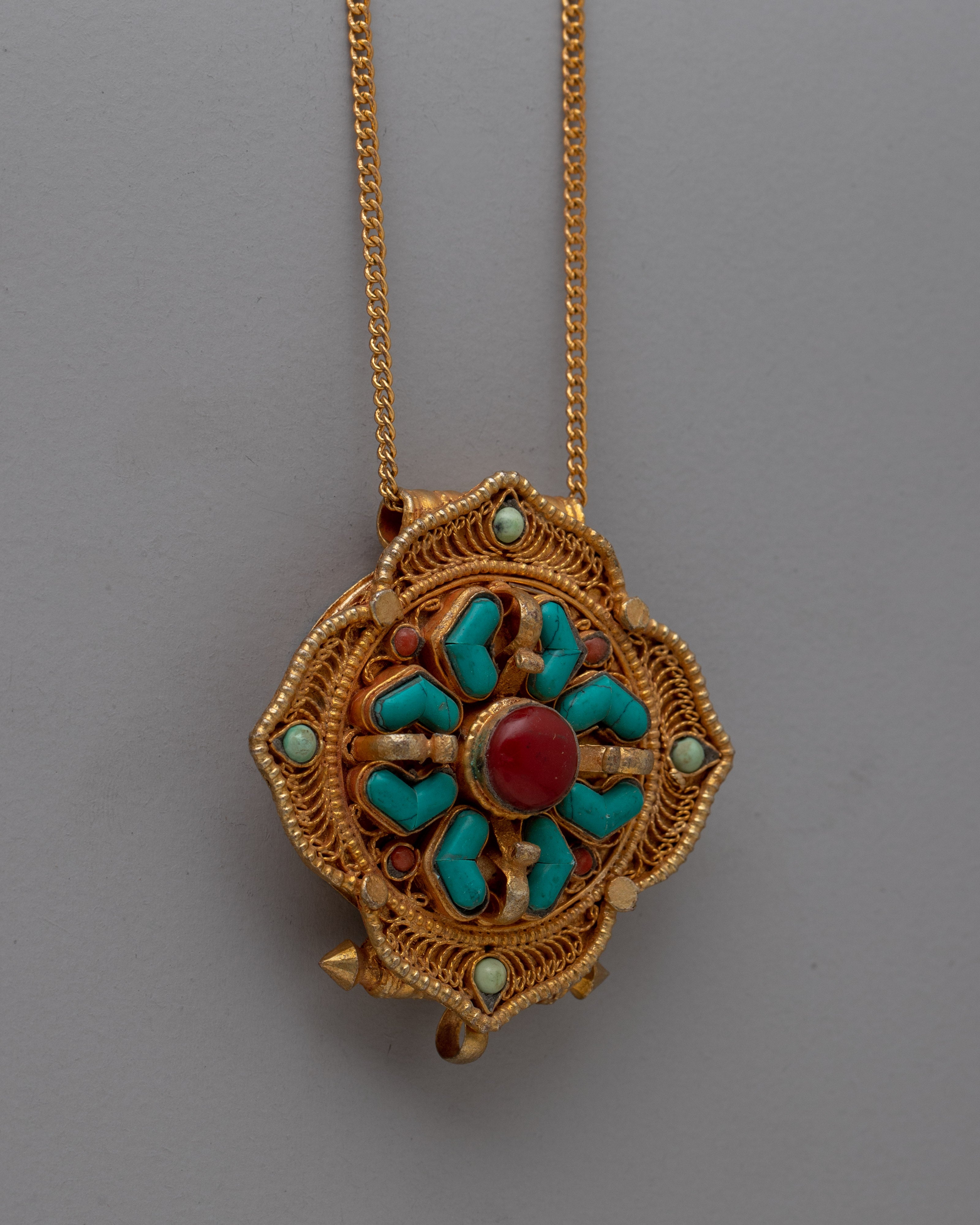 Tibetan Ghau Box Locket | Traditional Buddhist Prayer Amulet