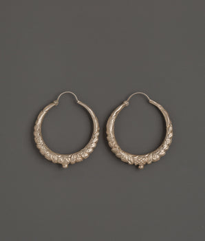 Handcrafted Tibetan Hoop Earrings Set