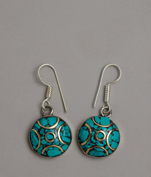 Silver Turquoise Earrings Set 