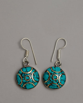 Silver Turquoise Earrings Set 