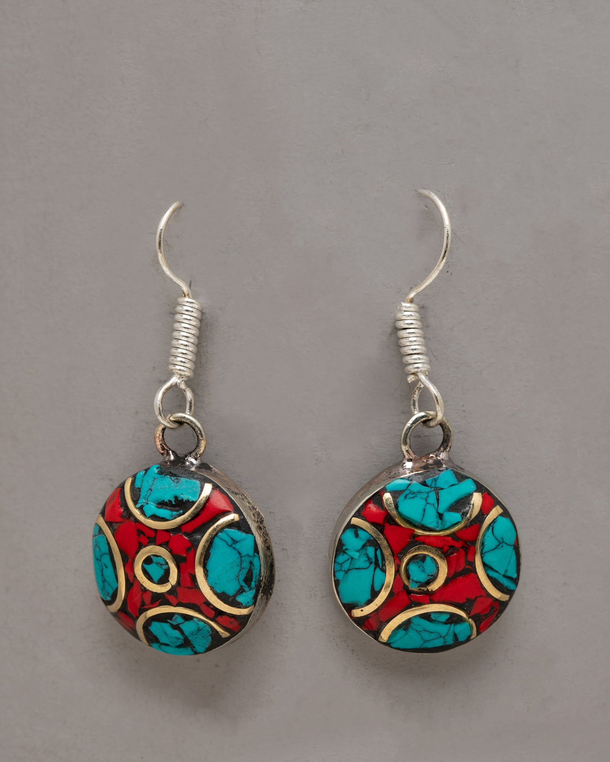 Turquoise and Coral Earrings Set&nbsp;