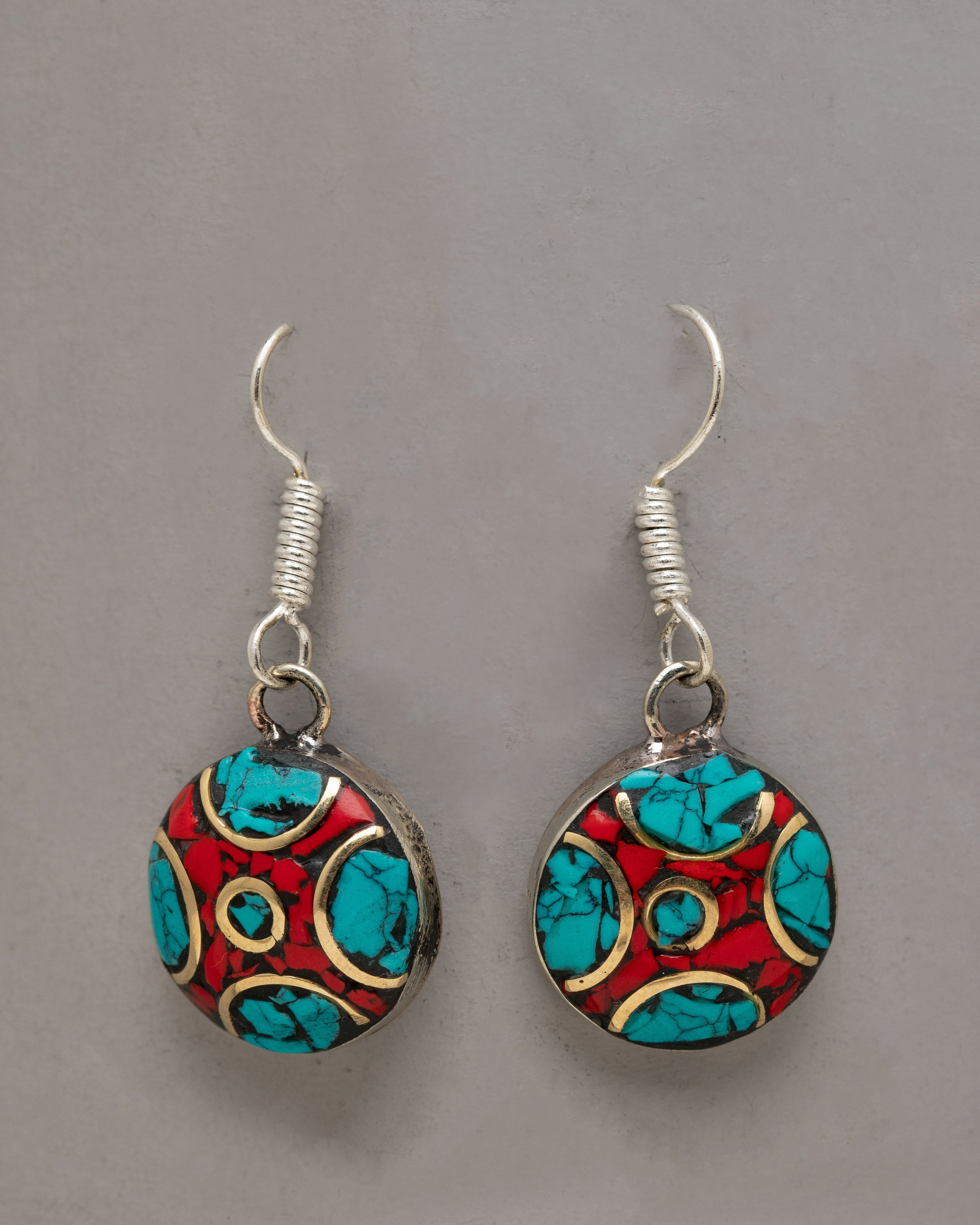 Turquoise and Coral Earrings Set&nbsp;