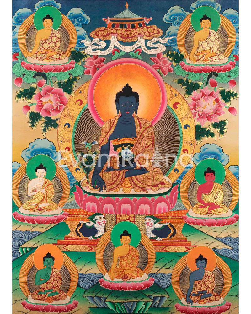 Eight Medicine Buddha Thangka