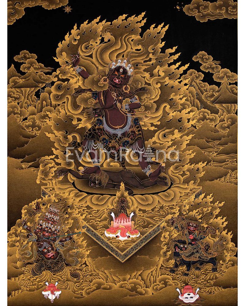 Ekajati With Rahula & Dorje Lekpa Thangka Print 