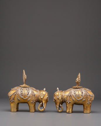 Elephant Incense Burner Set for Ritual Ceremonies