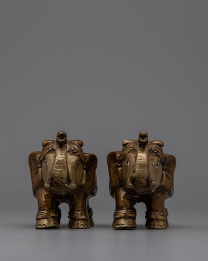 Decorative Pair Elephant Statue | Exquisite Copper Craftsmanship