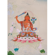Beautifully Handmade Bodhisattva Manjushri Thangka | Buddha of Knowledge and Wisdom