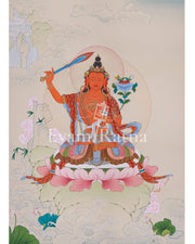 Beautifully Handmade Bodhisattva Manjushri Thangka | Buddha of Knowledge and Wisdom