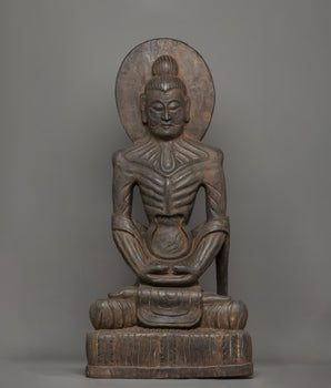 fasting-buddha-wooden-statue