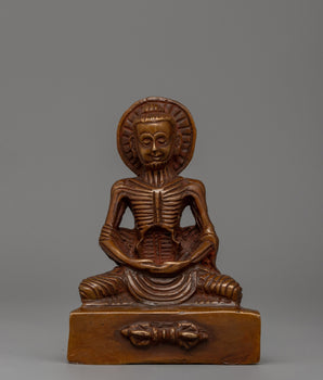Oxidized Copper Fasting Buddha Statue 