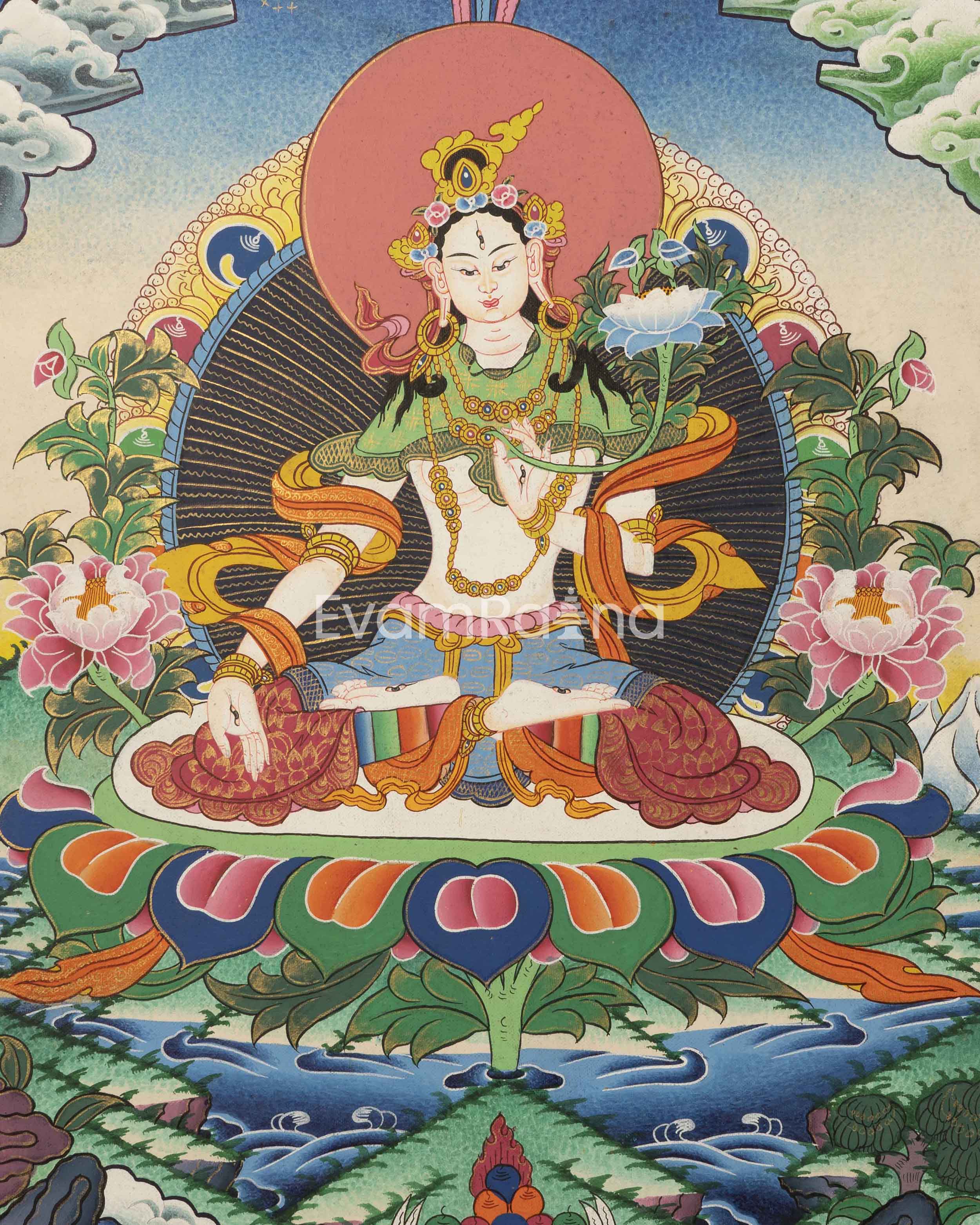 White Tara Thangka Painting