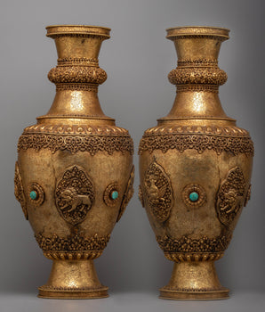 Auspicious Flower Vase Pair 