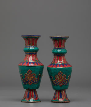 Sacred Buddhist Flower Vase Set | Symbol of Purity and Devotion