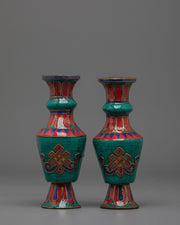 Sacred Buddhist Flower Vase Set | Symbol of Purity and Devotion