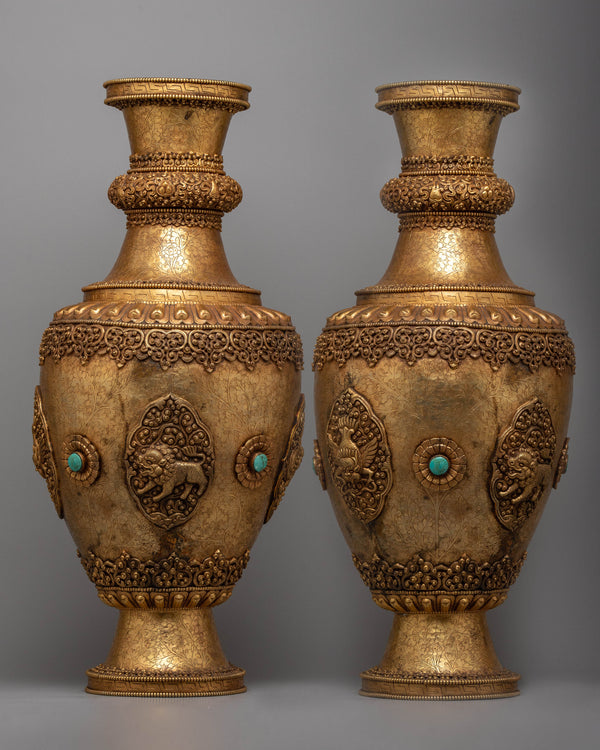 Auspicious Flower Vase Pair 