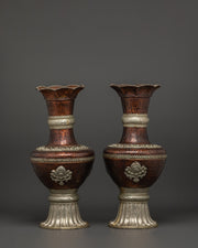 Handcrafted Copper & White Metal Flower Vase Set | Accent Piece Decor