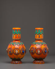 Decorative Resin Vase | Vase with Lapis, Coral, and Turquoise Stones