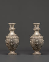 Handcrafted Silver Flower Vase Pair
