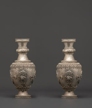Handcrafted Silver Flower Vase Pair