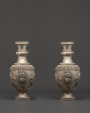 Handcrafted Silver Flower Vase Pair