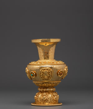 Flower Vase for Ritual Offering | Gold Plated Copper Vase