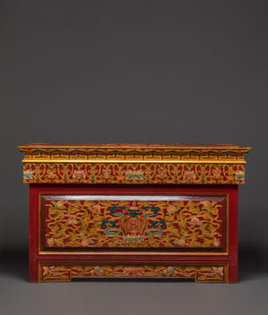 Handcrafted Tibetan Buddhist Sacred Folding Table | Vibrant Acrylic Buddhist Designs