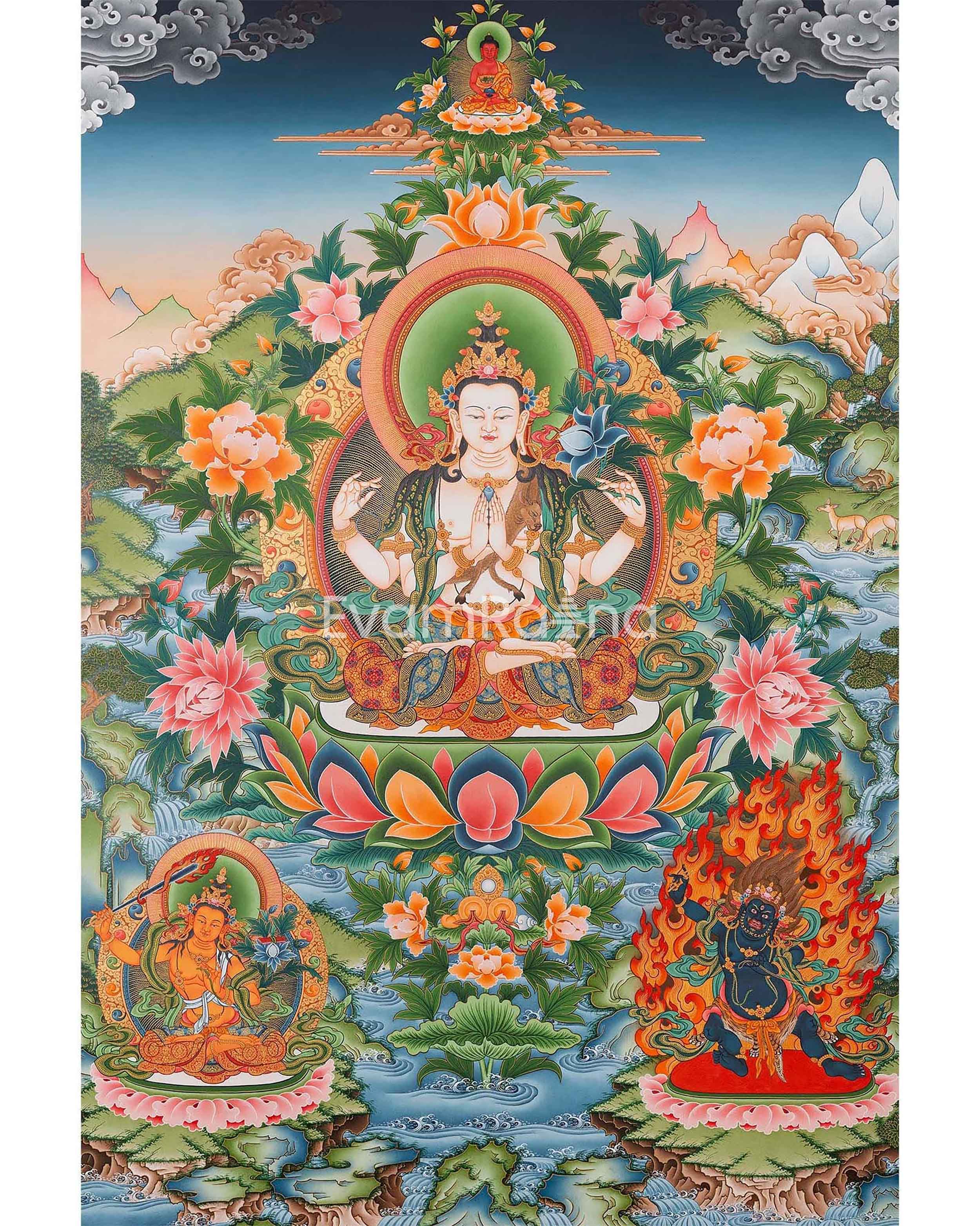 Four-Armed Avalokiteshvara Tibetan Thangka